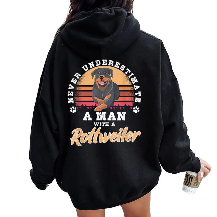 Never Underestimate A Woman With A Rottweiler Women Oversized Hoodie Back Print