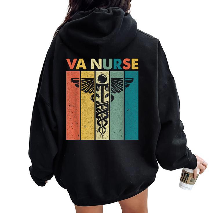 Va Nurse Retro Vintage Valentine For Nurse Va Nurse Retro Women Oversized Hoodie Back Print