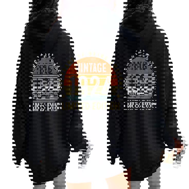 Vintage 1924 100 Bday Decorations 100Th Birthday Women Oversized Hoodie Back Print