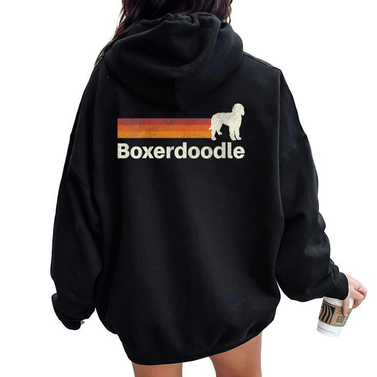 Vintage Boxerdoodle Retro Mom Dad Dog Women Oversized Hoodie Back Print
