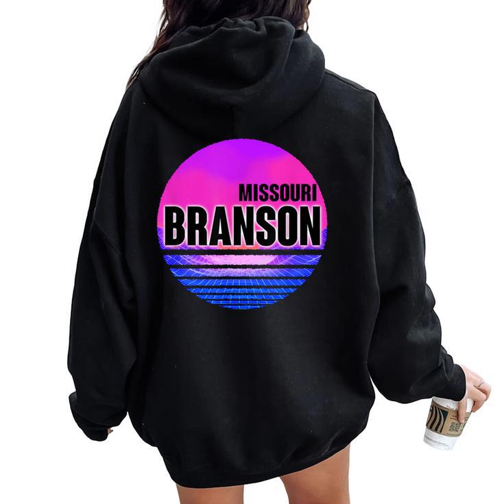 Vintage Branson Vaporwave Missouri Women Oversized Hoodie Back Print