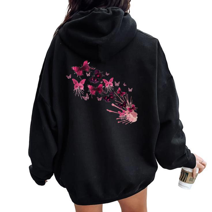 Vintage Butterflies Painted Collection For Butterfly Lovers Women Oversized Hoodie Back Print