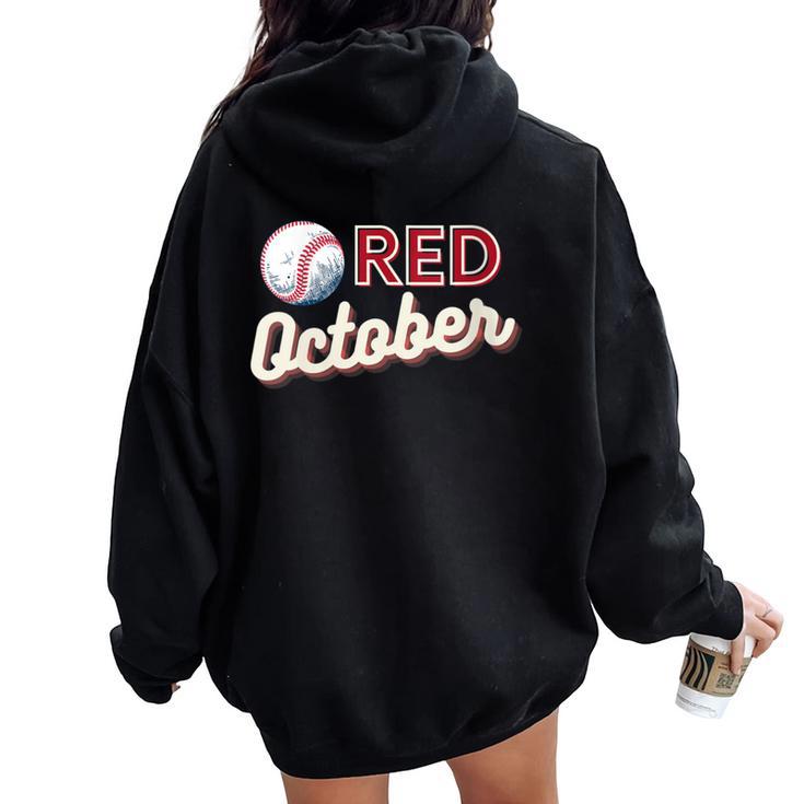 Vintage Red October Philly Philadelphia Baseball Women Oversized Hoodie Back Print