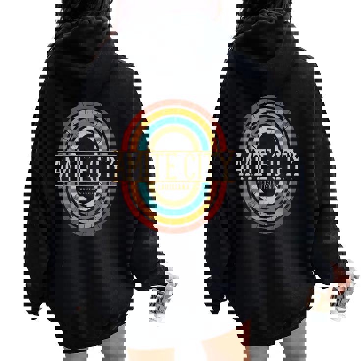Vintage Retro Amite City Louisiana La Souvenirs Women Oversized Hoodie Back Print Vintage Retro Amite City Louisiana La Souvenirs Women Oversized Hoodie Back Print