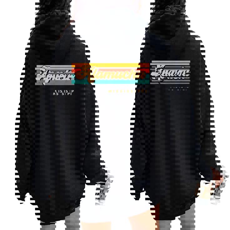Vintage Sunset Stripes Alamucha Mississippi Women Oversized Hoodie Back Print