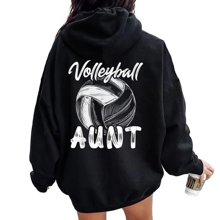 Volleyball Aunt For Family Matching Player Team Auntie Women Oversized Hoodie Back Print