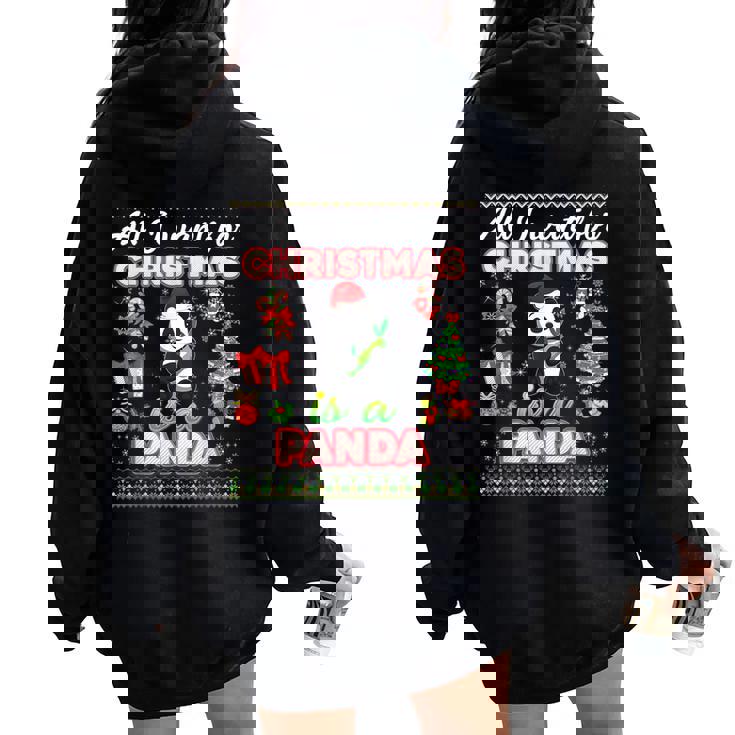 All I Want For Christmas Is A Panda Ugly Sweater Farmer Xmas Women Oversized Hoodie Back Print All I Want For Christmas Is A Panda Ugly Sweater Farmer Xmas Women Oversized Hoodie Back Print