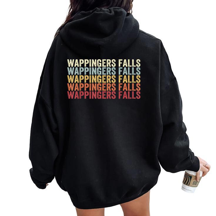 Wappingers Falls New York Wappingers Falls Ny Retro Vintage Women Oversized Hoodie Back Print