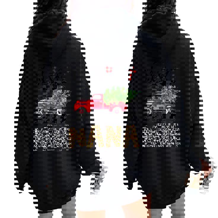 Blessed Nana Christmas Red Truck Car Christmas Tree Women Oversized Hoodie Back Print