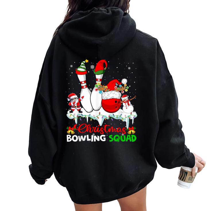 Christmas Bowling Squad Dabbing Santa Elf Bowling Tools Women Oversized Hoodie Back Print