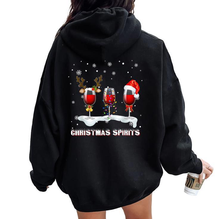 Christmas Spirits Wine Bubbly Martinis T Women Oversized Hoodie Back Print