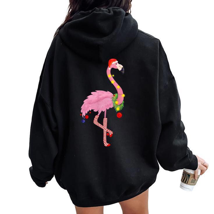 Cute And Fun Tropical Flamingo Christmas Women Oversized Hoodie Back Print