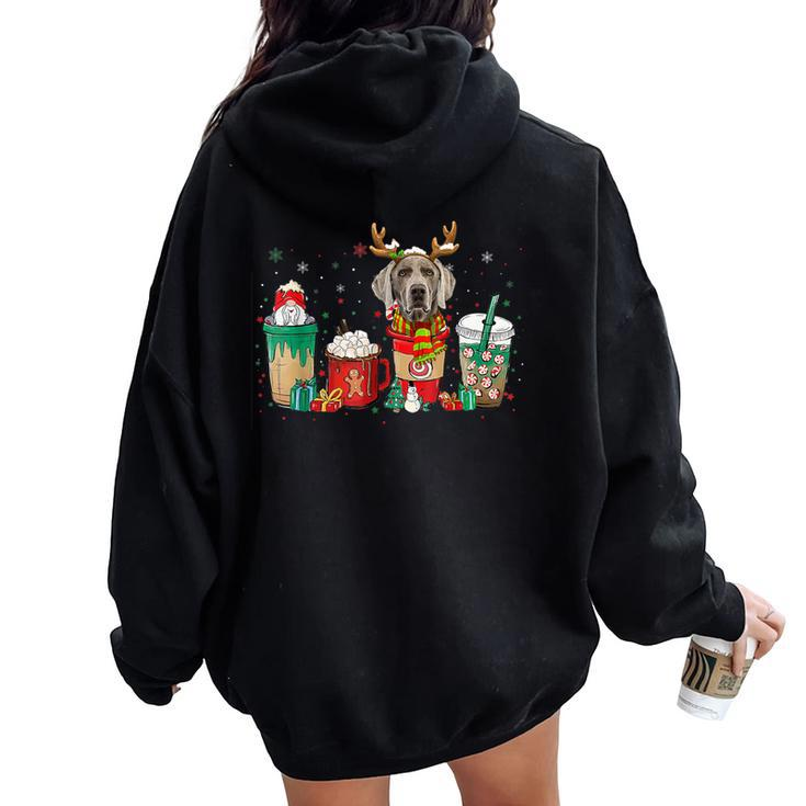 Cute Weimaraner Dog Christmas Coffee Pajamas Xmas Women Oversized Hoodie Back Print