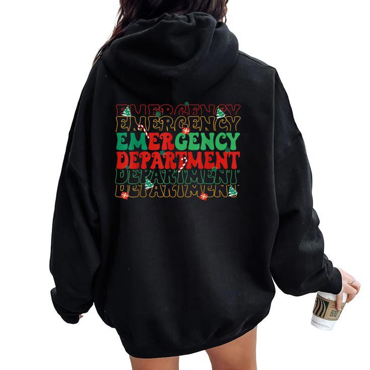 Emergency Department Christmas Ed Er Nurse Crew Women Women Oversized Hoodie Back Print