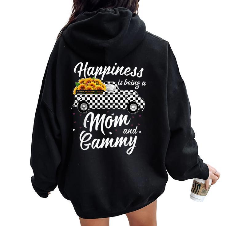 Happiness Is Being A Mom And Gammy Christmas Truck Plaid Women Oversized Hoodie Back Print