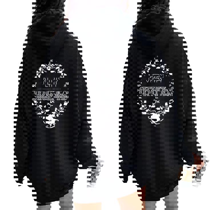 Merry Christmas Xmas Christian Cross Women Oversized Hoodie Back Print