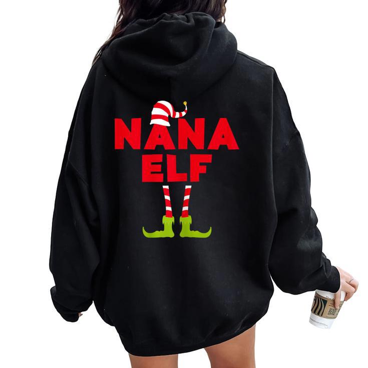 Nana Elf Matching Christmas Costume Women Oversized Hoodie Back Print