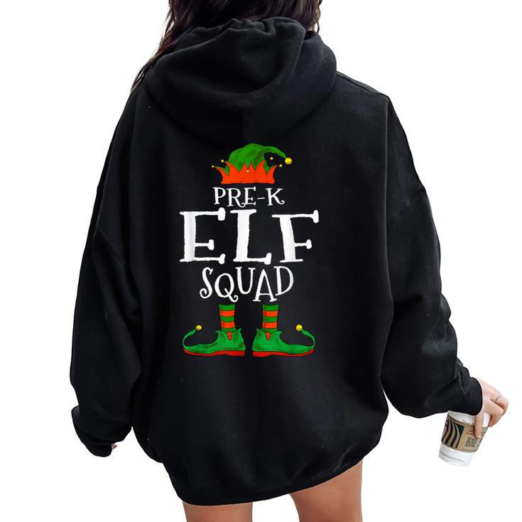 Pre-K Elf Squad Teacher Student Christmas Women Oversized Hoodie Back Print