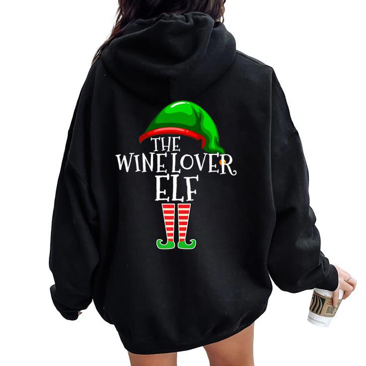 Wine Lover Elf Group Matching Family Christmas Drinking Women Oversized Hoodie Back Print