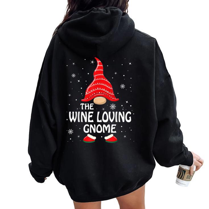 Wine Loving Gnome Matching Family Group Christmas Party Women Oversized Hoodie Back Print
