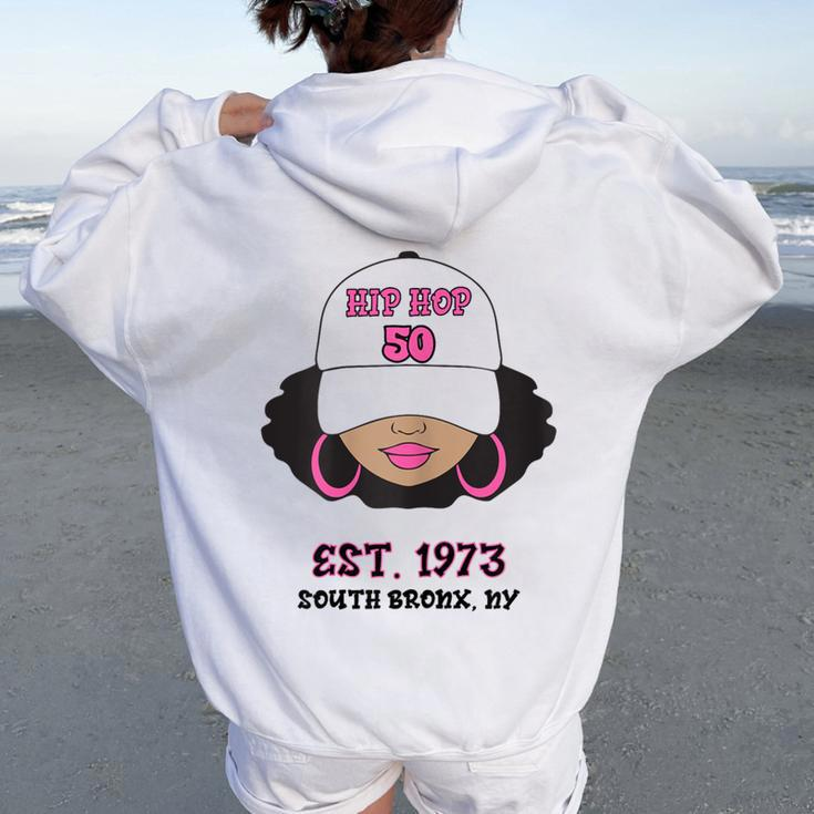 50 Years Of Hip Hop And Old School Rap Celebration Women Oversized Hoodie Back Print