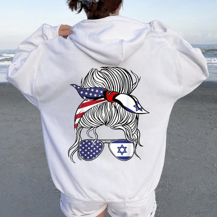 American Israeli Patriot Flag Girl Israel Grown Women Oversized Hoodie Back Print