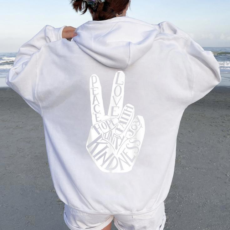 Anti Bullying Be Kind Peace Hand Sign Unity Day Orange Women Oversized Hoodie Back Print