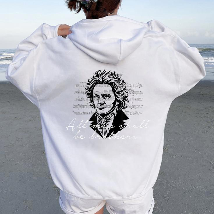Beethoven 9Th Symphony Ode To Joy All Shall Be Brothers Women Oversized Hoodie Back Print