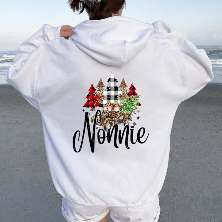 Blessed Nonnie Christmas Truck Grandma Women Oversized Hoodie Back Print