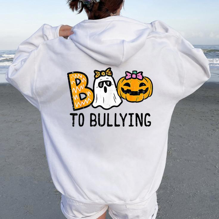 Boo Anti Bullying Halloween Orange Unity Day Girls Women Oversized Hoodie Back Print