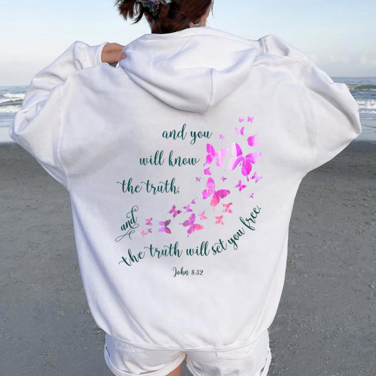 Christian Bible Verse Butterfly For And Girls Women Oversized Hoodie Back Print