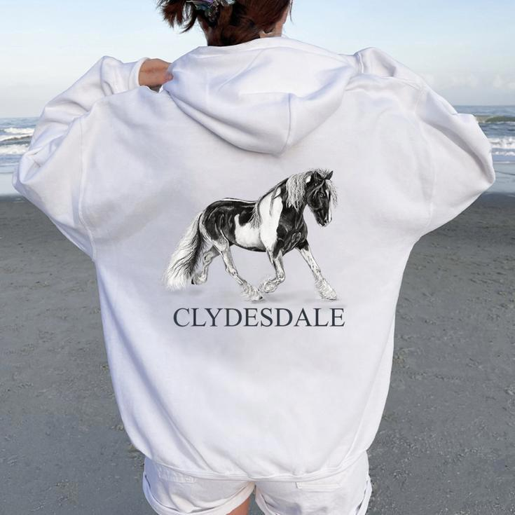 Clydesdale Equestrian Horse Lover Women Oversized Hoodie Back Print