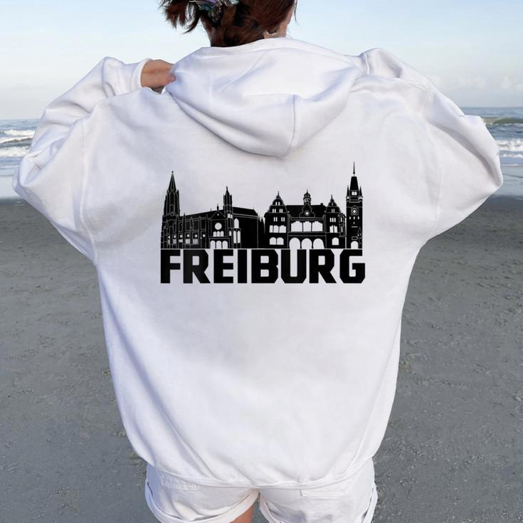 Freiburg Breisgau Silhouette Skyline Münster Landmark D Women Oversized Hoodie Back Print
