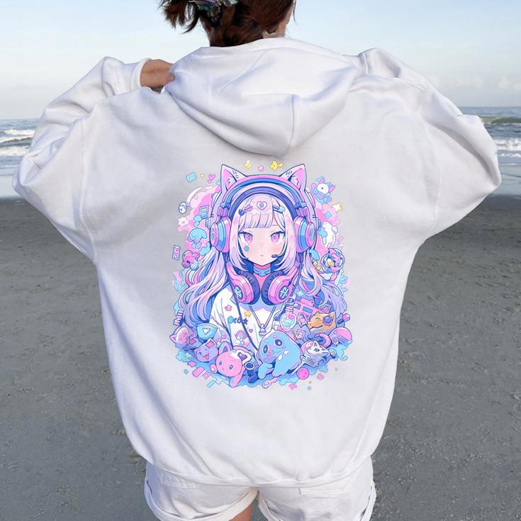 Gamer Girl Pastel Japan Anime Streamer Japanese Women Oversized Hoodie Back Print
