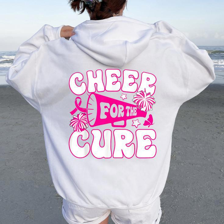 Groovy Cheer For A Cure Breast Cancer Awareness Cheerleading Women Oversized Hoodie Back Print