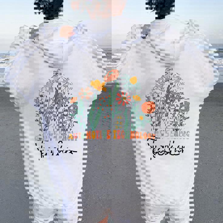 Groovy Wildflower Automotive Technology Teacher Women Oversized Hoodie Back Print