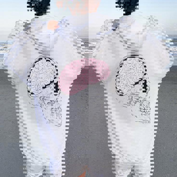 Hand-Drawn Vintage Retro Skull For Brain Surgeon Women Oversized Hoodie Back Print