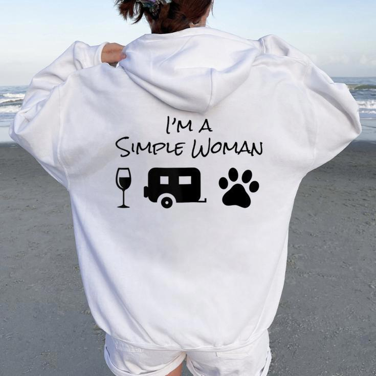 I'm A Simple Woman Wine Camping Dog Paw Cute Women Oversized Hoodie Back Print