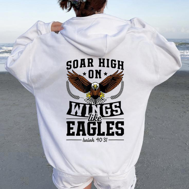 Soar High On Wings Like Eagles Patriotic Christian Easter Women Oversized Hoodie Back Print