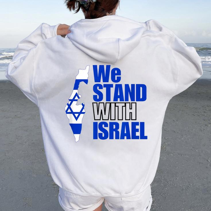 We Stand With Israel Flag Outline For And Women Oversized Hoodie Back Print