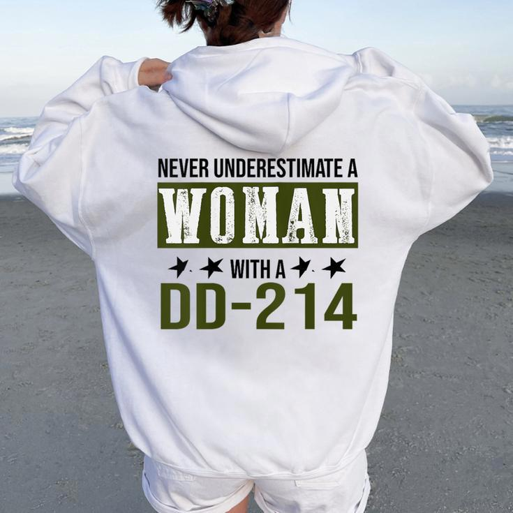 Never Underestimate A Woman With Dd-214 Military Veteren Women Oversized Hoodie Back Print