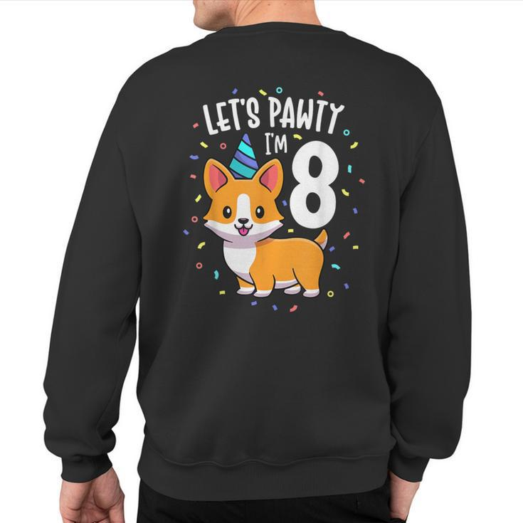 8 Years Old Corgi Dog Lover 8Th Birthday Party Outfit Kid Sweatshirt Back Print
