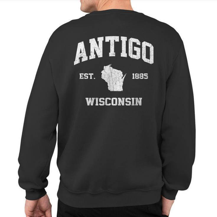 Antigo Wisconsin Wi Vintage State Athletic Style Sweatshirt Back Print