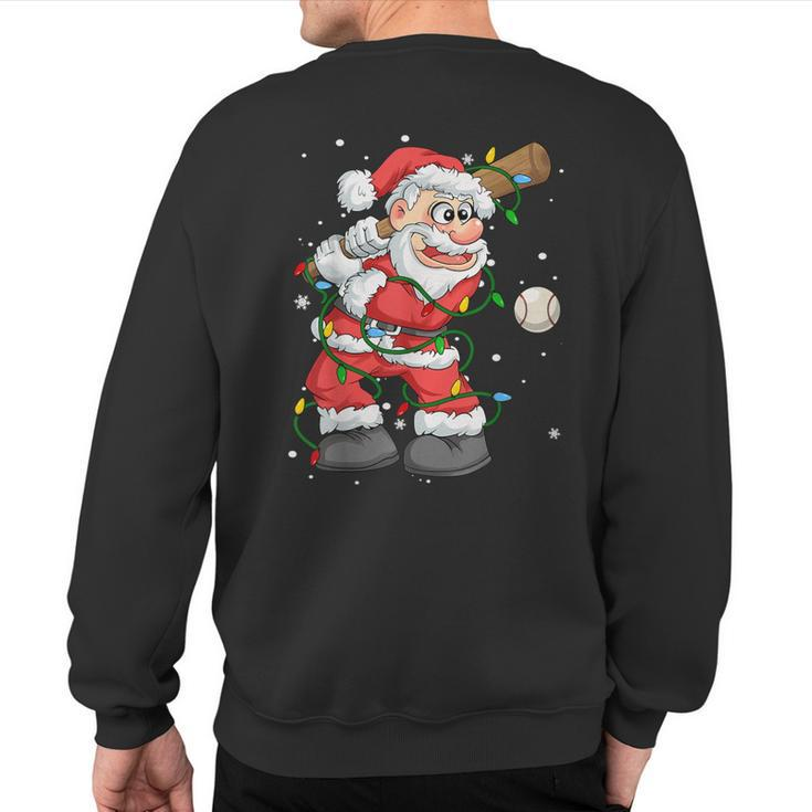 Baseball Santa Claus Christmas Tree Lights Pajama Boys Sweatshirt Back Print