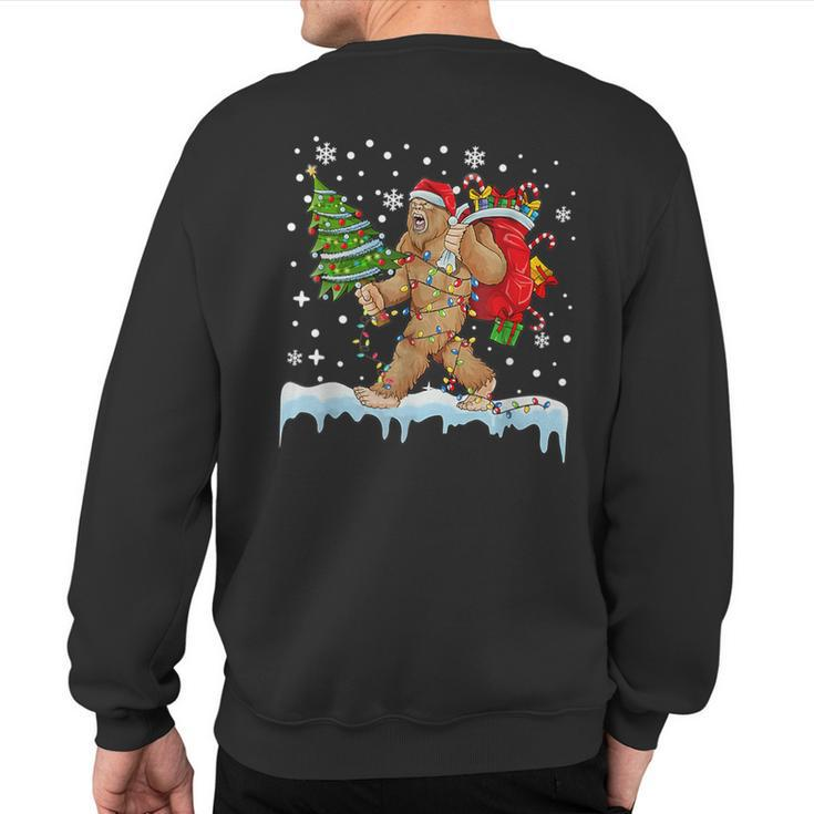 Bigfoot Christmas Tree Lights Xmas Boys Sasquatch Lovers Sweatshirt Back Print