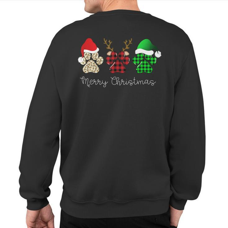 Buffalo Plaid Print Dog Paw Dog Lover Merry Christmas Party Sweatshirt Back Print