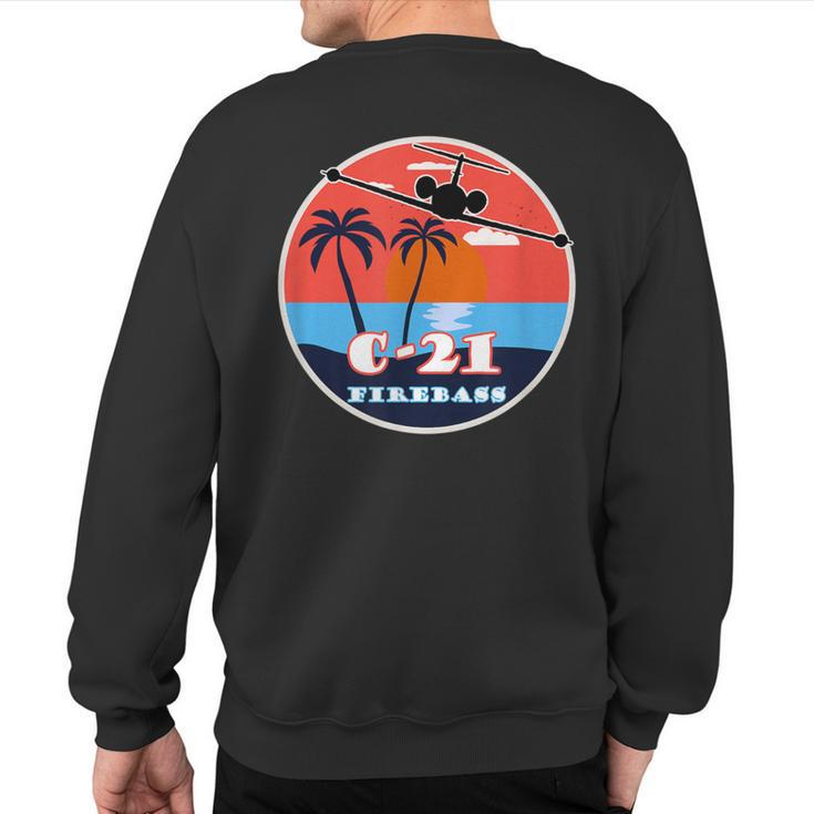 C-21 Learjet Firebass Vintage Sunset Sweatshirt Back Print