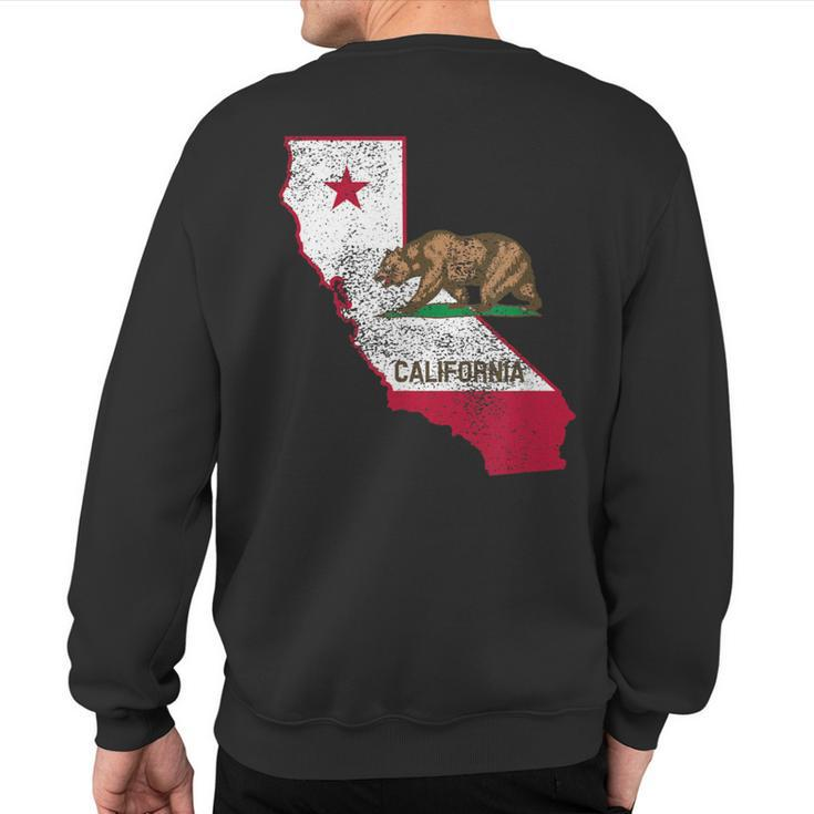 California State Flag And Outline Distressed Sweatshirt Back Print