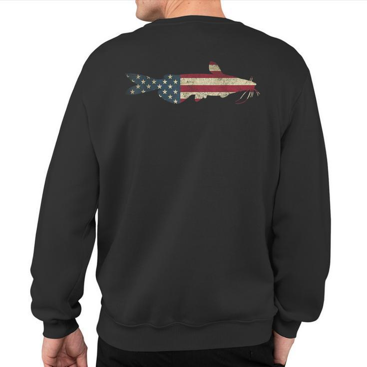 Catfish American Flag Catfishing Patriotic Fisherman Sweatshirt Back Print