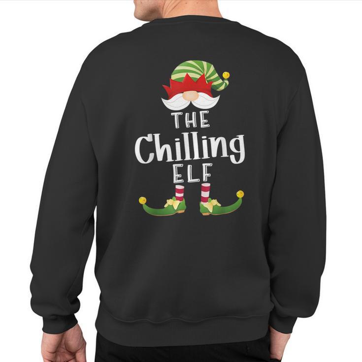 Chilling Elf Group Christmas Pajama Party Sweatshirt Back Print